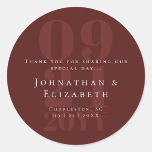 Sticker Rond Rouge minimaliste Gras Type Mariage Faveur