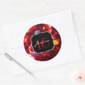 Sticker Rond Rouge mosaïque abstraite motif brillant et paillet (Enveloppe)