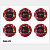 Sticker Rond Rouge mosaïque abstraite motif brillant et paillet (Feuille)
