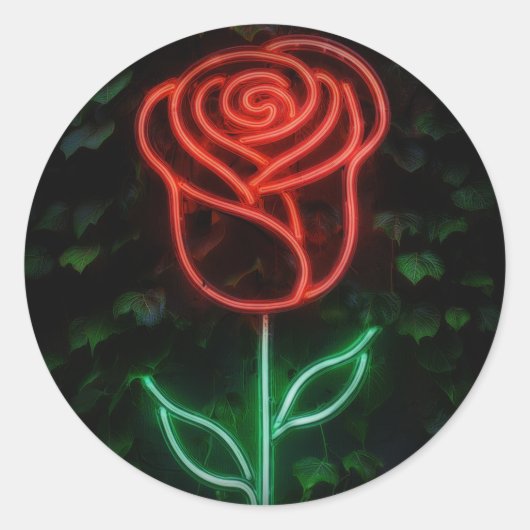 Sticker Rond Rouge Neon Lumière Rose Ivy Sweet 16 16e (Devant)