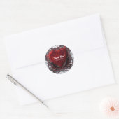 Sticker Rond Rouge Noir Argent Saint Valentin Coeur Gothique Ro (Enveloppe)