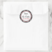 Sticker Rond Rouge, noir, blanc Mariage damassé (Sac)