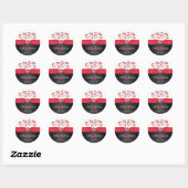 Sticker rond rouge, noir et blanc 16 1,5 po (Feuille)