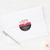 Sticker rond rouge, noir et blanc 16 1,5 po (Enveloppe)