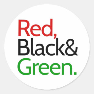 Sticker Rond Rouge, Noir et Vert-Américains d'ascendance africa