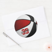 Sticker Rond rouge noir filles garçons basket-ball équipe coule (Enveloppe)