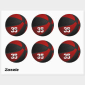 Sticker Rond rouge noir garçons filles équipe de basket couleur (Feuille)