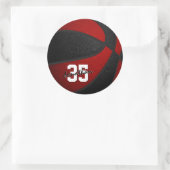 Sticker Rond rouge noir garçons filles équipe de basket couleur (Sac)