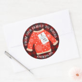 Sticker Rond Rouge Noir Plaid Doux laide mou Joyeux Noël (Enveloppe)