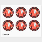 Sticker Rond Rouge Noir Plaid Doux laide mou Joyeux Noël (Feuille)