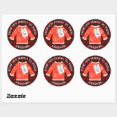 Sticker Rond Rouge Noir Plaid Doux laide mou Joyeux Noël (Feuille)