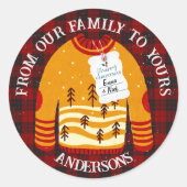 Sticker Rond Rouge Noir Plaid Doux laide mou Joyeux Noël (Devant)