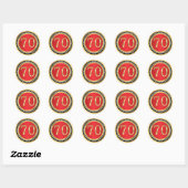 Sticker Rond Rouge, or, diamants imprimés 70e anniversaire (Feuille)