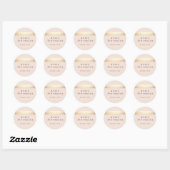 Sticker Rond Rouge or rayé moderne clair rose chic (Feuille)