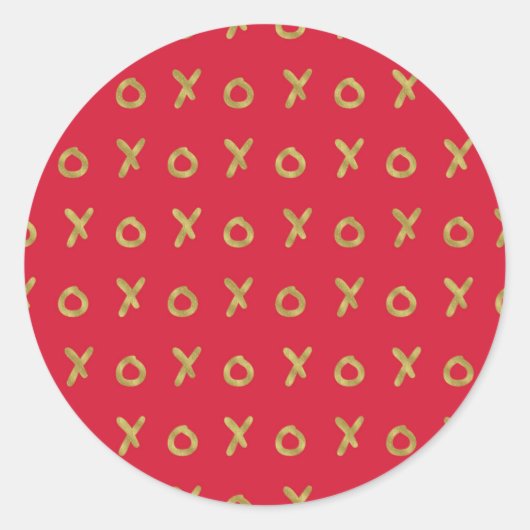 Sticker Rond Rouge & Or X O XO XO's Tendance Mignon (Devant)