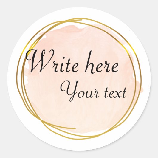 Sticker Rond Rouge Orange Aquarelle Cercle Or Élégant (Devant)