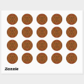 Sticker Rond ~ Rouge orange Brown et jaune fractal ~ (Feuille)