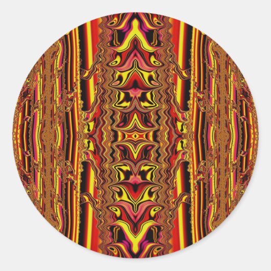 Sticker Rond ~ Rouge orange Brown et jaune fractal ~ (Devant)