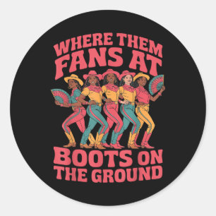 Sticker Rond Rouge Où Ils Vont Aux Bottes Sur La Petite Femme A