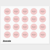 Sticker Rond Rouge pâle élégant initial mariage couples (Feuille)