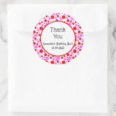 Sticker Rond Rouge Pastel Points et Cercles Editable Merci (Sac)