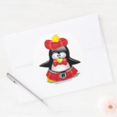 Sticker Rond Rouge pingouin écossais (Enveloppe)