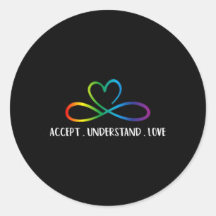 Sticker Rond Rouge Plutôt Autisme Infini Accepter Comprendre L'