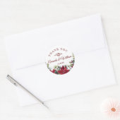 Sticker Rond Rouge Poinsettia Floral Mariage de Noël Merci (Enveloppe)