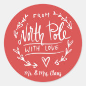 Sticker Rond Rouge rétro du pôle Nord Noël (Devant)