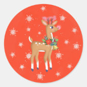 Sticker Rond Rouge rétro Rudolph Reindeer (Devant)