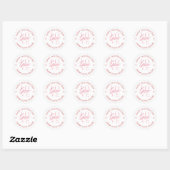 Sticker Rond Rouge rose blanc Heureuse Sainte-Valentin amour (Feuille)