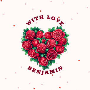 Sticker Rond Rouge rose coeur forme floral amour valentine
