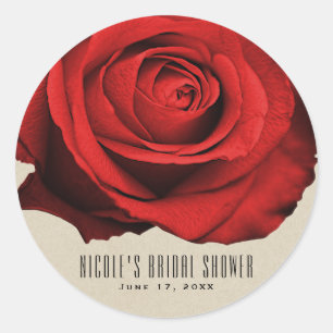 Sticker Rond Rouge Rose Kraft Rustique Glam Élégant mariage Fav