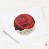 Sticker Rond Rouge Rose Kraft Rustique Glam Élégant mariage Fav (Enveloppe)