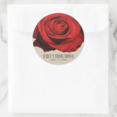 Sticker Rond Rouge Rose Kraft Rustique Glam Élégant mariage Fav (Sac)