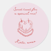 Sticker Rond Rouge rose manuscrit Valentine (Devant)