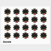 Sticker Rond Rouge Rose, Noir, Blanc & Or - (Feuille)