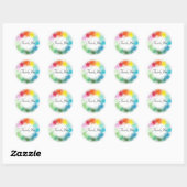 Sticker Rond Rouge rose orange jaune bleu violet blanc (Feuille)