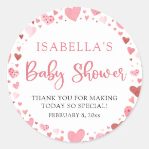 Sticker Rond Rouge rose Valentin Un Baby shower Un Peu Chéri