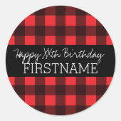 Sticker Rond Rouge rustique et noir Buffalo plaqué fête d'anniv (Devant)