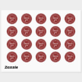 Sticker Rond Rouge Rustique Merci Fait Maison (Feuille)