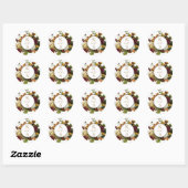Sticker Rond Rouge rustique |Orange Floral Bouquet Mariage Mono (Feuille)