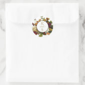 Sticker Rond Rouge rustique |Orange Floral Bouquet Mariage Mono (Sac)