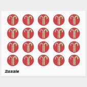 Sticker rond rouge sucres de canne vert (Feuille)