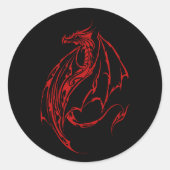 Sticker Rond Rouge Tribal Dragon Noir (Devant)