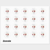 Sticker Rond Rouge Tropical et romantique Merci Favor (Feuille)