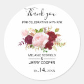 Sticker Rond Rouge Tropical et romantique Merci Favor (Devant)