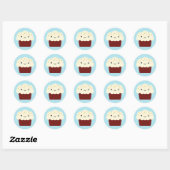 Sticker Rond Rouge Velvet Kawaii Cupcake (Feuille)