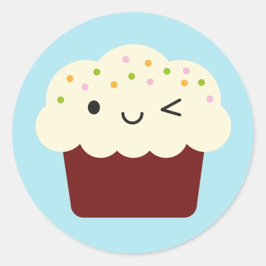 Sticker Rond Rouge Velvet Kawaii Cupcake (Devant)