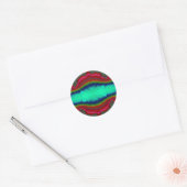 Sticker Rond ~ Rouge Vert clair bleu bleu foncé design fractal  (Enveloppe)